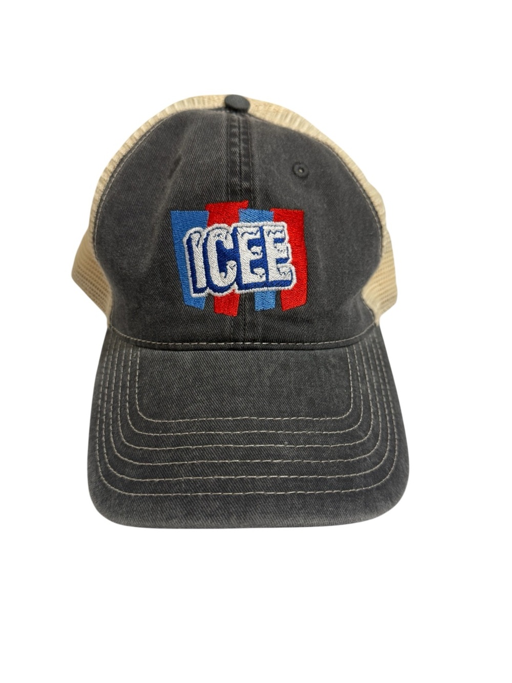 Icee Embroidered RetroTrucker Hat - Charcoal with Red & Blue Logo
Size OS